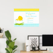 Poster Fête de Baby Shower pour Garçon Bleu et Jaune (Bureau à domicile)