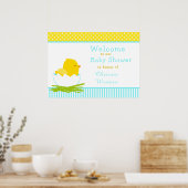 Poster Fête de Baby Shower pour Garçon Bleu et Jaune (Cuisine)