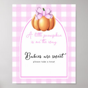 Poster Fête de bébé à l'arche de citrouille avec ruban Bé