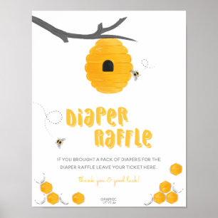 Poster Fête de bébé abeille douce miel Panneau de tirage