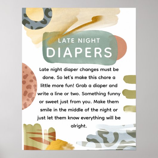 Poster Fête de bébé abstraite 'Couche de nuit' (Devant)