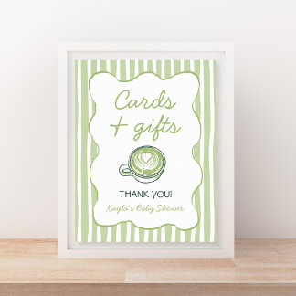 Poster Fête de bébé au thé vert matcha : Cartes et Cadeau