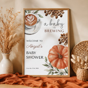 Poster Fête de bébé au thème de café à la citrouille et a