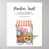 Poster Fête de bébé avec chariot de fleurs - jeu de chass (Devant)