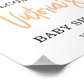 Poster Fête de bébé Bienvenue Fleurs Aquarelle Orange  (Coin)