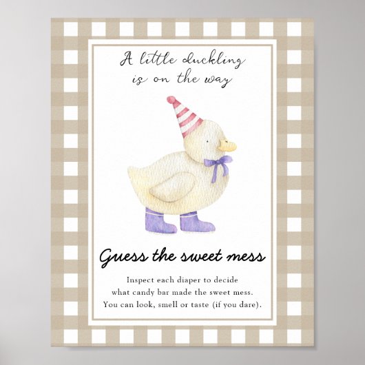 Poster fête de bébé canard - Devinez le doux désordre (Devant)
