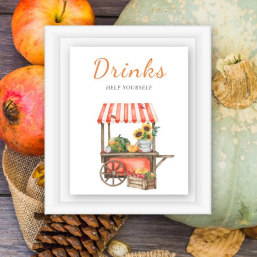 Poster Fête de bébé citrouilles d'automne - boissons