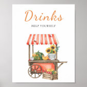 Poster Fête de bébé citrouilles d'automne - boissons (Devant)