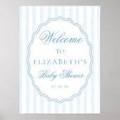 Poster Fête de bébé Classy Preppy Rayures Cadre Ondulé Cô (Devant)