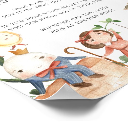 Poster Fête de Bébé Comptines Ne Dis Pas Bébé Panneau (Coin)