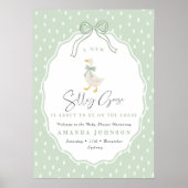 Poster Fête de bébé Coquette Canard Sage Vert (Devant)