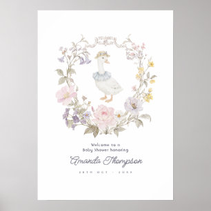 Poster Fête de Bébé Cottagecore avec Histoire de Livre An