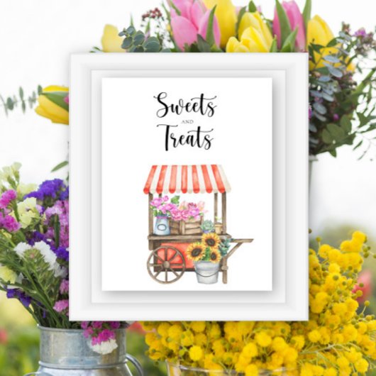 Poster fête de bébé de fleurs d'agriculteurs - douceurs e