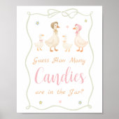 Poster Fête de Bébé de l'Oie Silly Rose Devinez Combien (Devant)