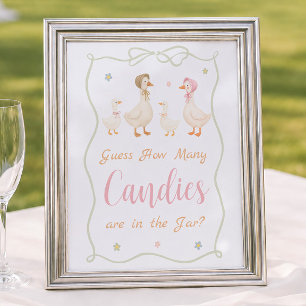 Poster Fête de Bébé de l'Oie Silly Rose Devinez Combien