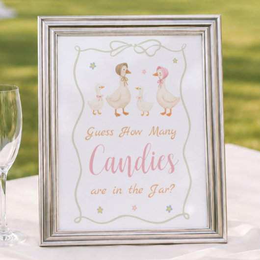 Poster Fête de Bébé de l'Oie Silly Rose Devinez Combien