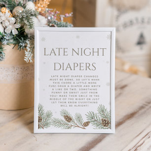 Poster Fête de Bébé en Hiver Jeu de Nuit pour Couches