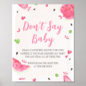 Poster Fête de Bébé Fille au Pastèque Ne Dis Pas Bébé Pan (Devant)