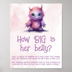 Poster Fête de bébé fille Little Monster - Panneau ventre