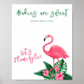 Poster Fête de bébé flamant rose Les bébés sont doux (Devant)