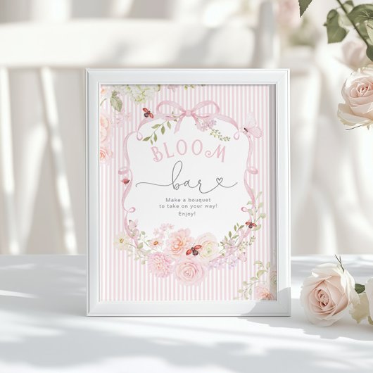 Poster Fête de bébé fleurie Love Bug Bloom Bar