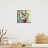 Poster Fête de bébé garçon CIGOGNE jaune (Cuisine)