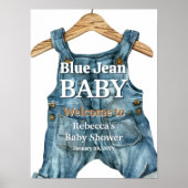 Poster Fête de Bébé Garçon en Jean Bleu Moderne (Devant)