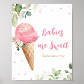 Poster Fête de bébé glace rose Bébés sont doux panneau (Devant)