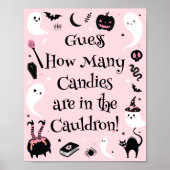 Poster Fête de Bébé Halloween Rose Devinez Combien de Bon (Devant)