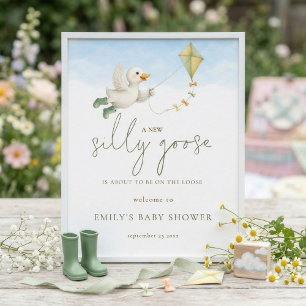 Poster Fête de bébé imprimable avec un fou rire canard ce