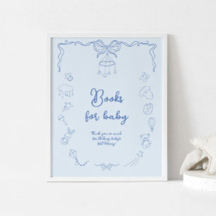Poster Fête de bébé manuscrite, Livres pour bébé garçon