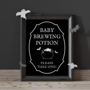Poster Fête de bébé potion de brassage de bébé noir Hallo