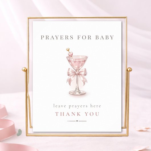Poster Fête de bébé Rose Martini Prières pour bébé Signe