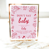 Poster Fête de Bébé Rose Rouge Saint-Valentin Bébé Ne Dis