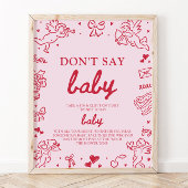 Poster Fête de Bébé Rose Rouge Saint-Valentin Bébé Ne Dis