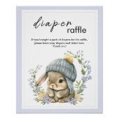 Poster Fête de Bébé Rustique Raffle de Couches Lapin (Devant)