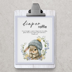 Poster Fête de Bébé Rustique Raffle de Couches Lapin