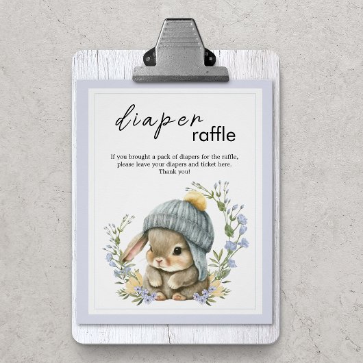 Poster Fête de Bébé Rustique Raffle de Couches Lapin