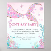 Poster Fête de Bébé Sirène Ne Dis Pas Bébé Panneau (Devant)