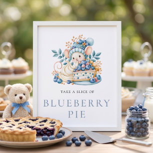Poster Fête de Bébé Souris Tarte aux Myrtilles Sucrée
