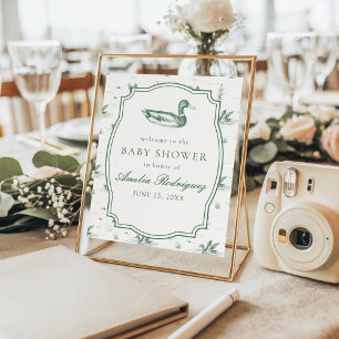 Poster Fête de bébé Toile Canard Colvert pour garçon ou f