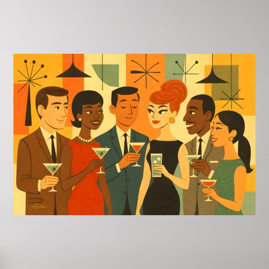 Poster Fête de Cocktail de Bureau Milieu de Siècle 60 (Devant)