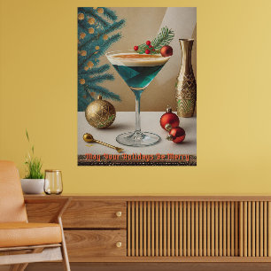 Poster Fête de cocktail de Noël du milieu du siècle Happy