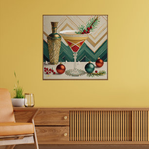 Poster Fête de cocktail de Noël du milieu du siècle Happy