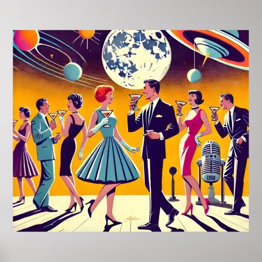 Poster Fête de Cocktail d'Ère Spatiale Milieu de Siècle 6 (Devant)