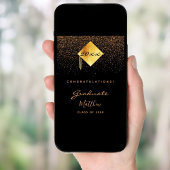 Poster Fête de diplôme noir confetti d'or noir