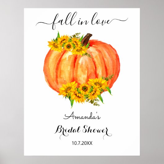 Poster Fête de douche de mariée automnale Fleur orange Ci (Devant)