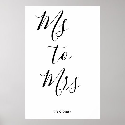 Poster Fête de douche de mariée de Mlle à Mme (Devant)