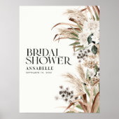 Poster Fête de douche de mariée pampas moderne bohème (Devant)