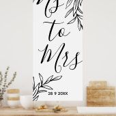 Poster Fête de douche nuptiale Floral Mlle à Mme (Cuisine)